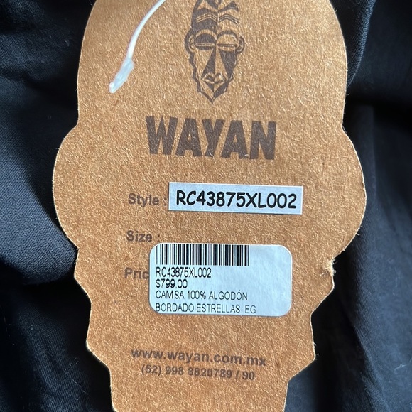 WNW Wayan Button Up Shirt Mens Embroidered Short Sleeve Size XL - Picture 7 of 11